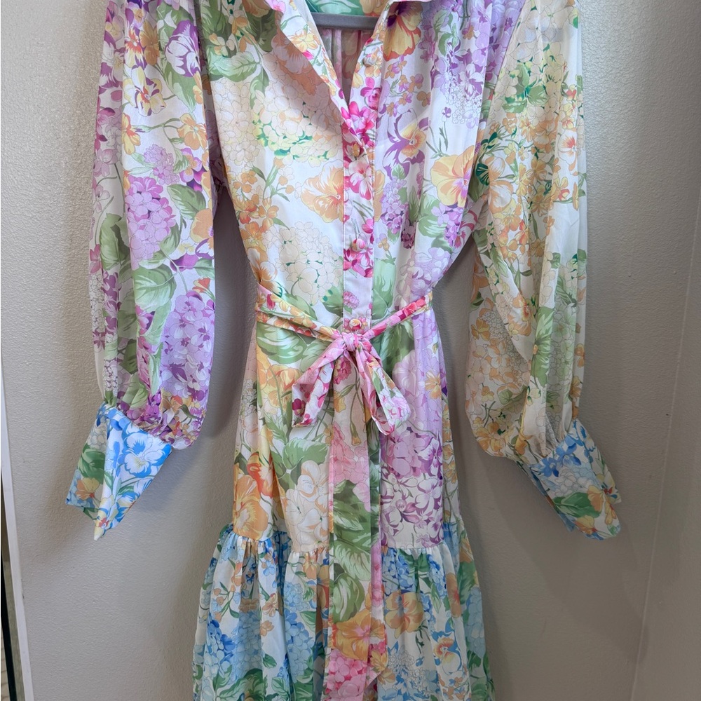 Floral Long Sleeve Dress with Belt